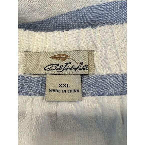 Bob Timberlake Linen Skirt XXLarge Blue White Stripe Drawstring Waist Pockets - Picture 3 of 6